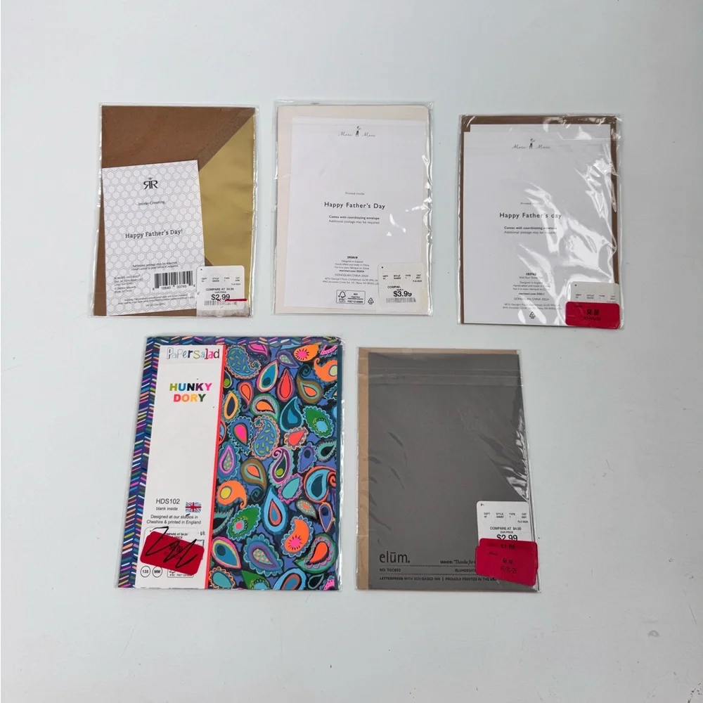 Set of 5 Fathers Day Greeting Cards and Envelopes